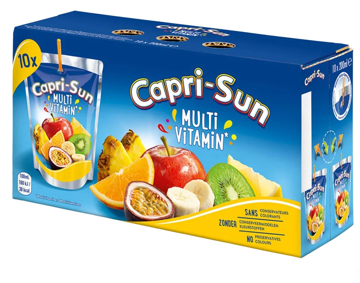 Pack de 10 Capri-Sun Multivitamin sans conservateurs.